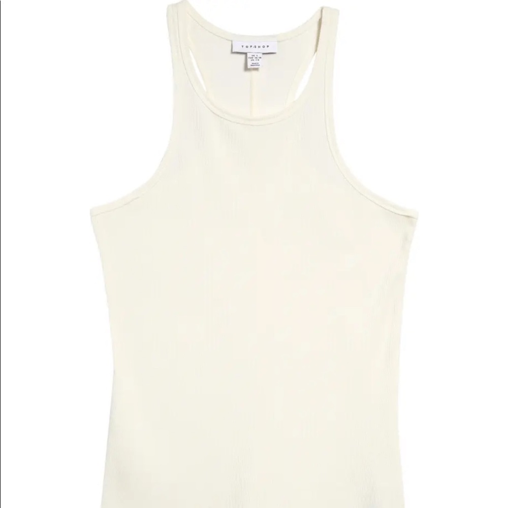 TOPSHOP Longline Cotton Blend Tank - WHITE Size 6